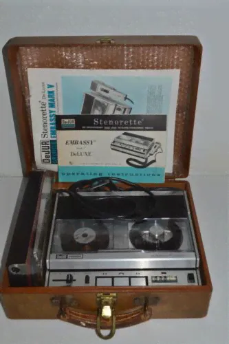 DeJur Grundig Stenorette De Luxe Embassy Mark V Vintage Dictaphone (PVR87)-0