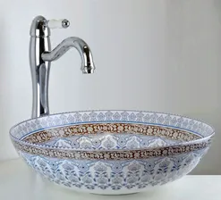 Раковина Bronze de Luxe Марракеш, 40.5 х 40.5 х 12.5 см, накладная, белая/синяя, 1008
