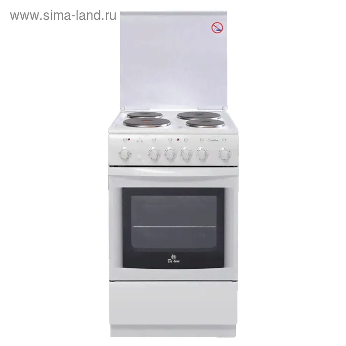 Плита De Luxe 5004.10 Э КР, электрическая, 4 конфорки, 43 л, эмаль, гриль, белая-0