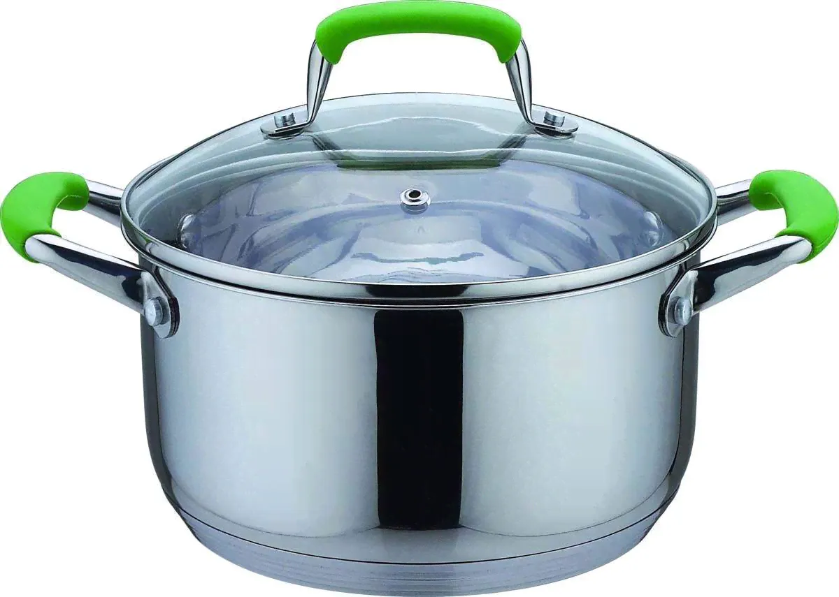 Кастрюля Bekker "De Luxe" с крышкой, 2,7 л. BK-1740, цвет стальной, светло-зеленый (арт. BK-1740)