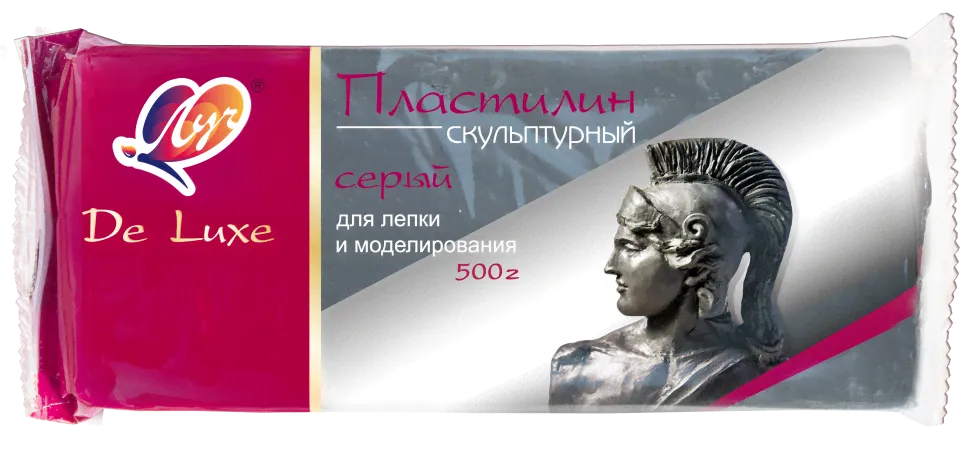 Пластилин Луч De Luxe скульптурный серый 500 гр.