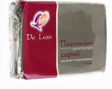 Пластилин скульптурный De Luxe, серый, твердый, 300 гр.-0